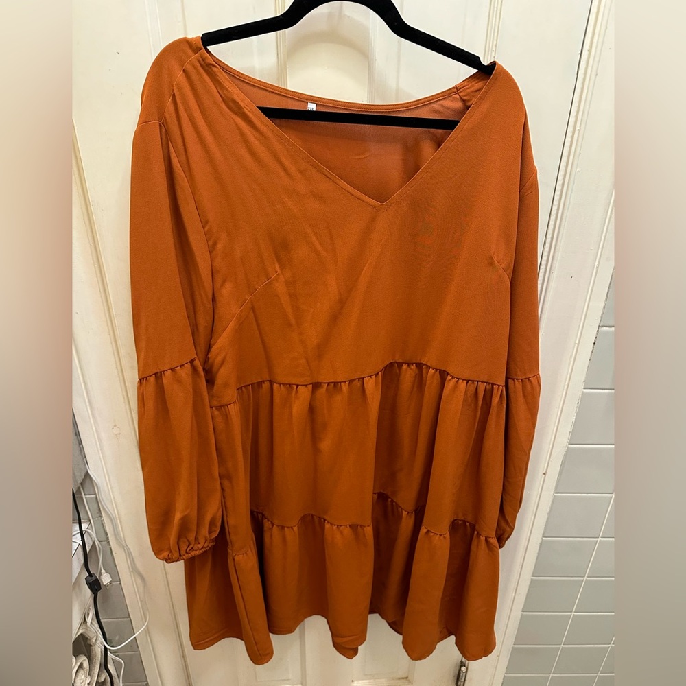 Burnt orange tiered dress
